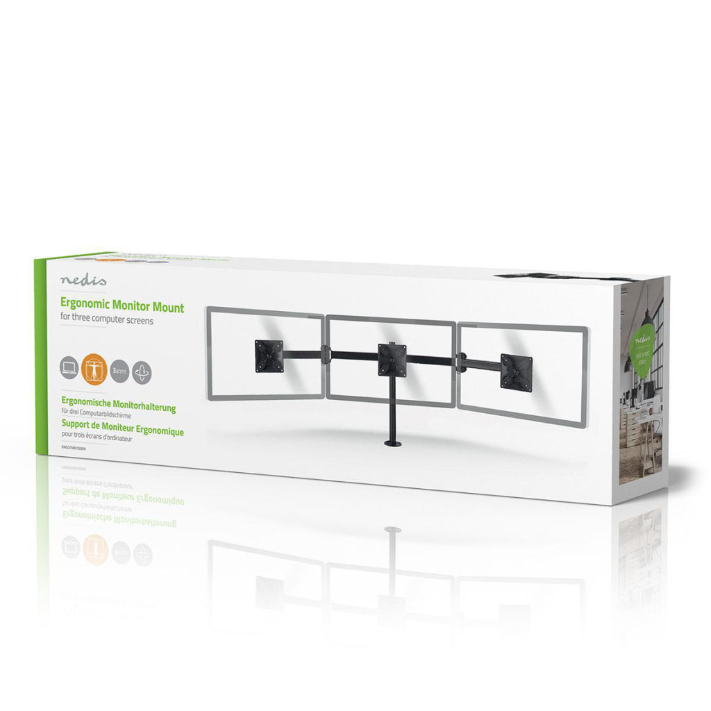 Nedis ERGOTMM100BK Bracket monitor ergonomico Tre bracci monitor e nero