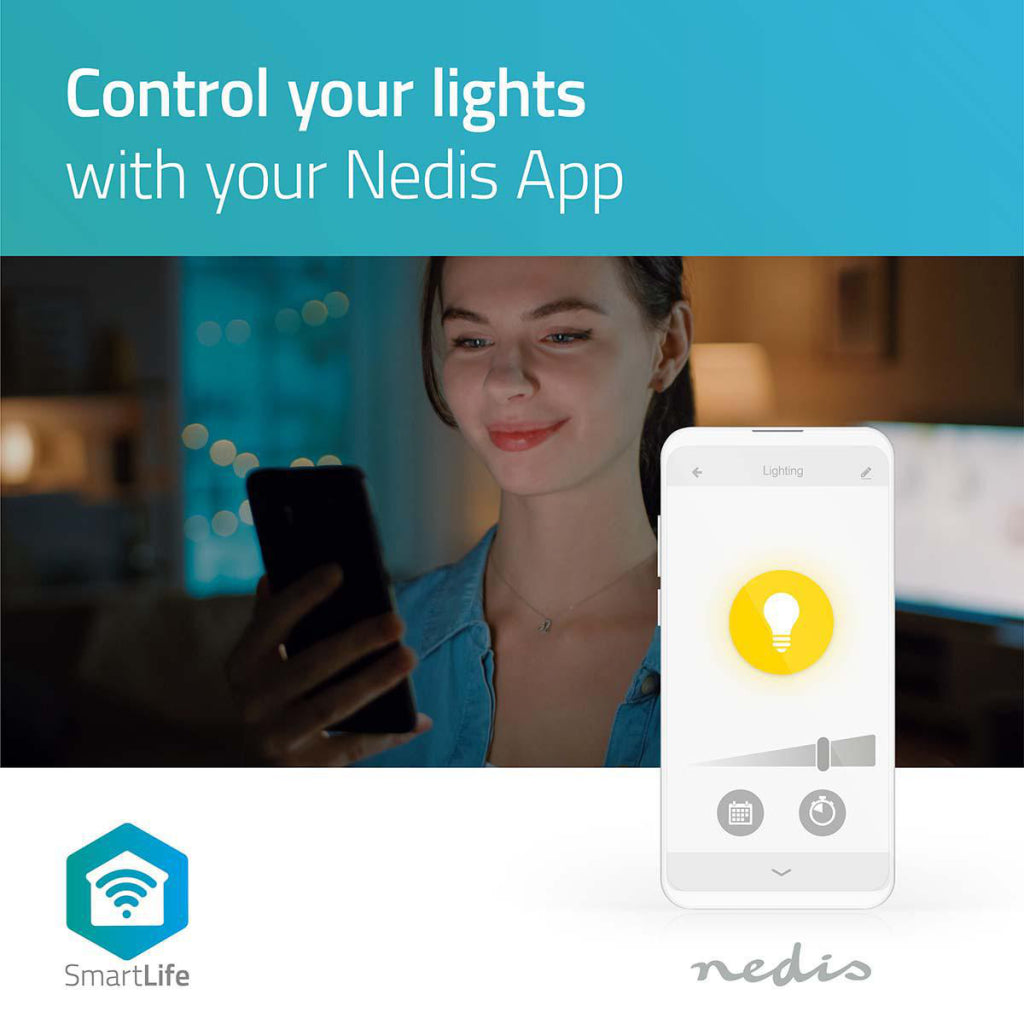 Nedis WIFILW12WTB22 SmartLife LED Bulbe Wi-Fi B22 800 LM 9 W WHITE CLASSE DE 2700 K CLASSE D'ÉNERGIE: A + Android; iOS A60