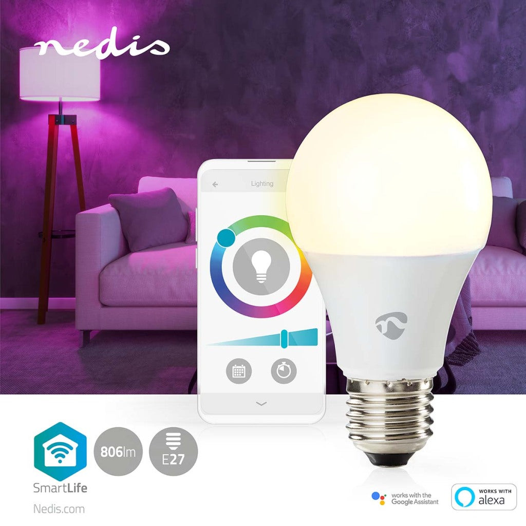 Nedis wifilrc10e27 SmartLife Multicolour Lamp Wi-Fi E27 806 LM 9 W RGB teplé do chlazení bílého obchodu s Androidem; ios hruška