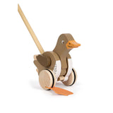 Malá noha - dřevěná push postava Duck s pohyblivou hlavou