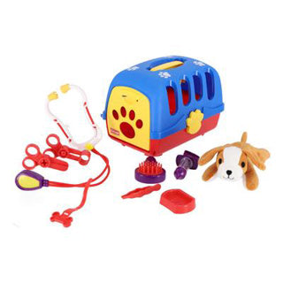 Basic veterinary suitcase with dog cuddly toys 10-piece