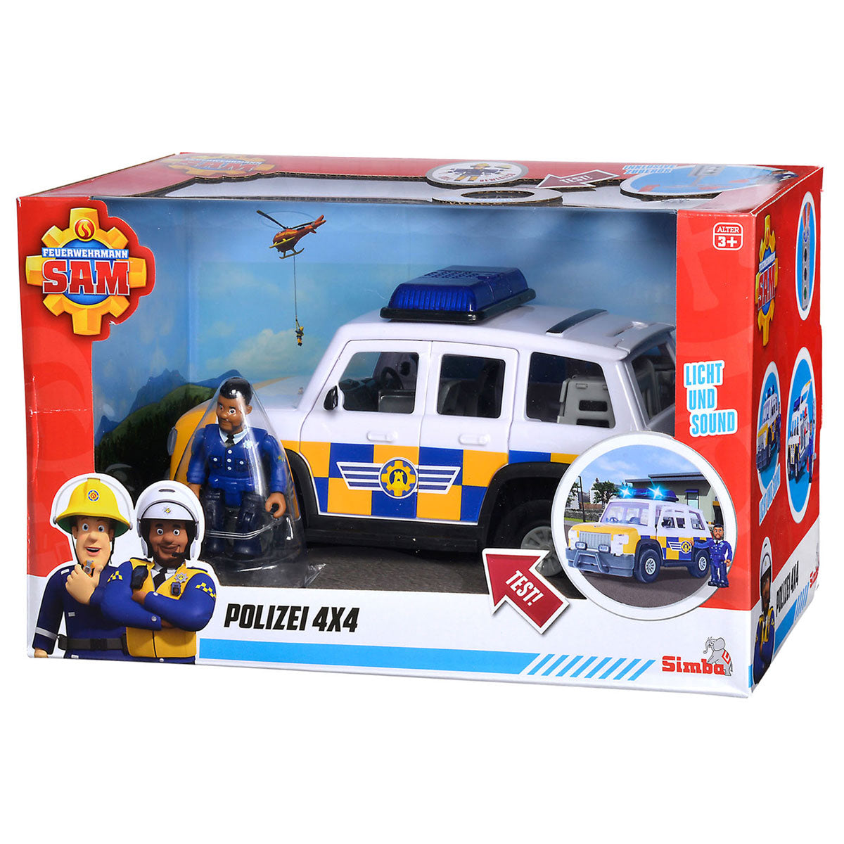 Auto della polizia di Sam pompiere con figura di gioco