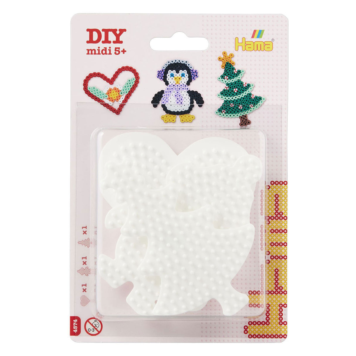 Hama iron bead plates - heart, penguin, tree