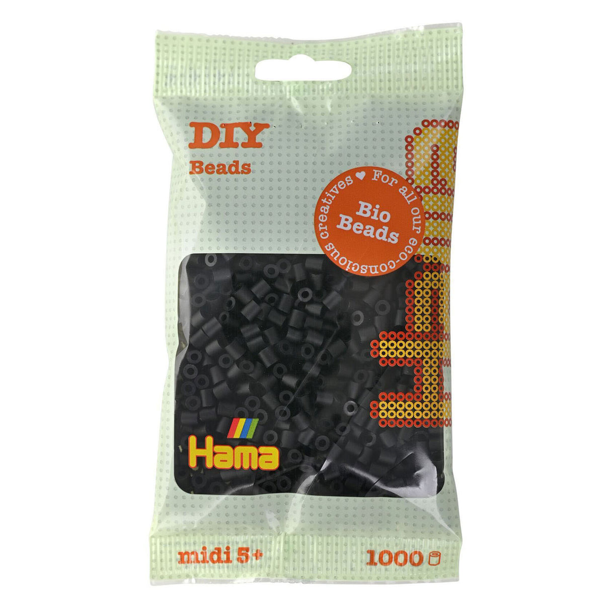 Hama Bio String Beads - Black (018), 1000st.