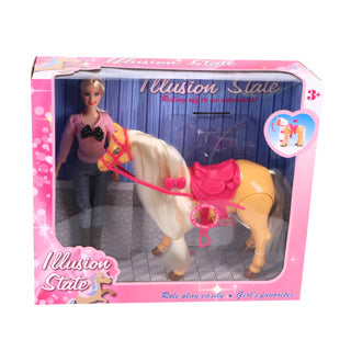 Overige merken pop met echt lopend paard speelset