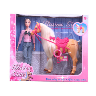 Overige merken pop met echt lopend paard speelset