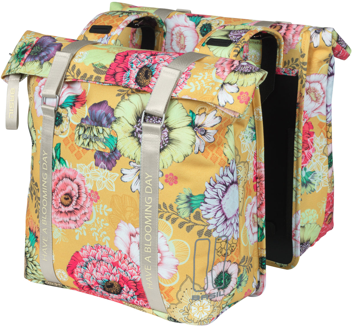 Basil Bloom Field Double Bicycle Bag - Waterproof, Fully lined, Honey Yellow