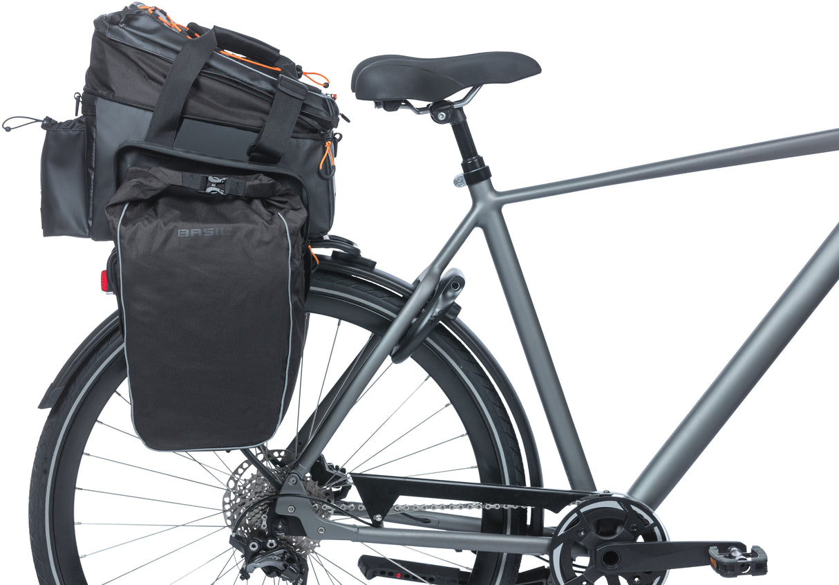 Basil Miles XL Bagageadfærd Bag Vandtæt sort taske til elektrisk cykel 36L MIK System