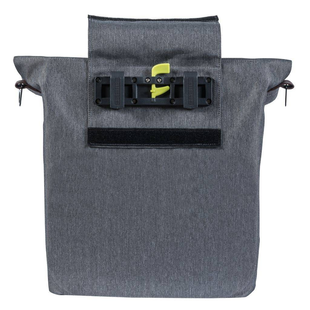 Basil City Shopper - Fietshopper, Gray Melee, 14-16L, Vegan Leder, Water retaining folding, Reflection