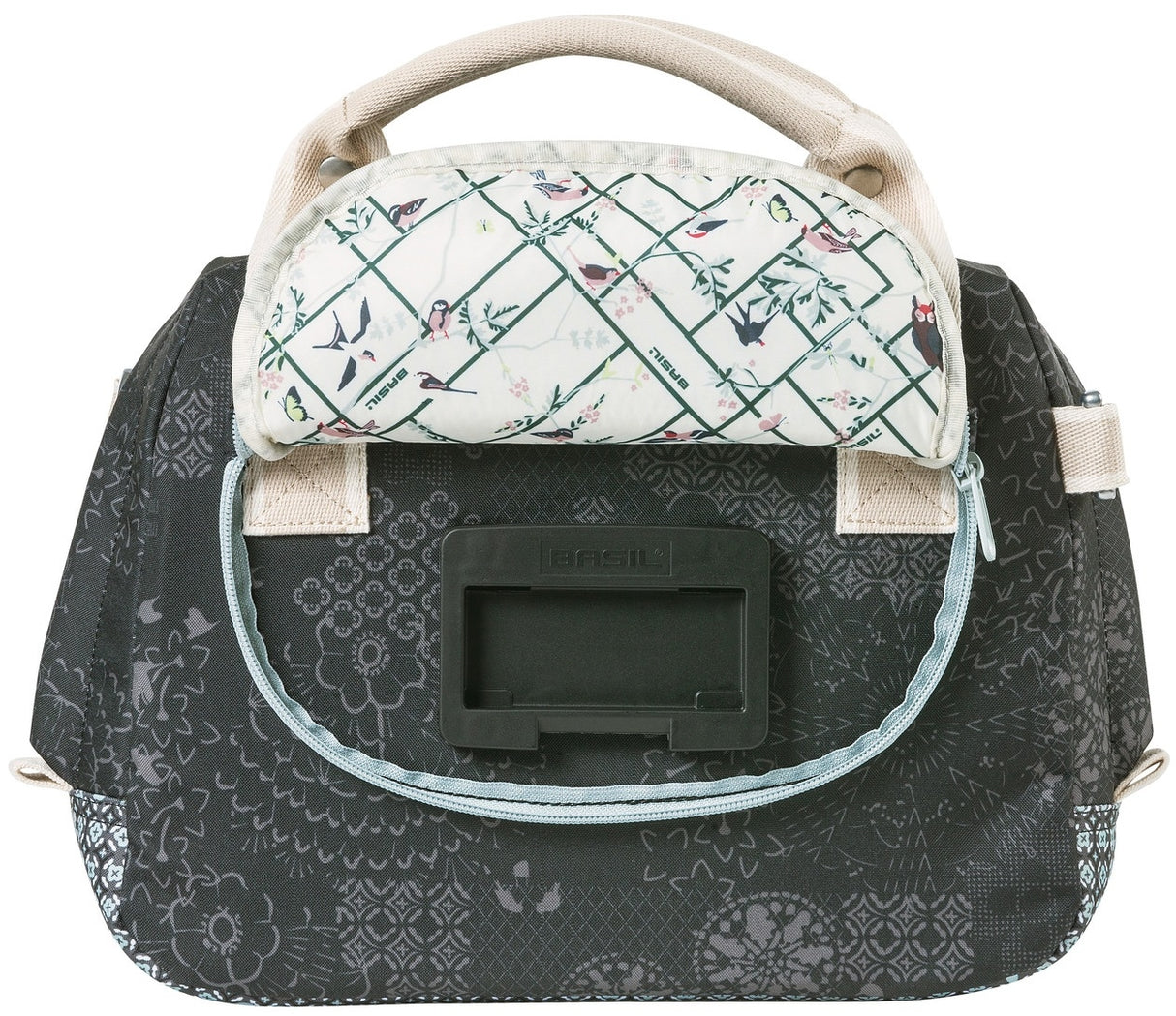 Basil Bohème City Bag - Elegant grøn hånd, skulder og styretaske til kvinder, der er egnet til elektriske cykler og bycykler - sort