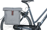 Basil City Double bicycle bag gray, water-repellent, suitable for e-bikes, reflective, 28-32L