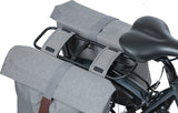 Basil City Double bicycle bag gray, water-repellent, suitable for e-bikes, reflective, 28-32L