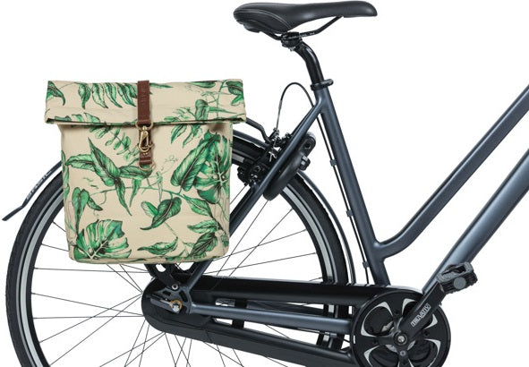 Basil Ever-Green Double Bicycle Bag, Recycled PET, Water retaining folding, Unisex, Bicycle, Sandshell Beige