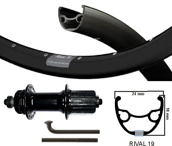 KGS Zadní kolo 27,5 palce 584 Rival 19 Black Cass 8-10 V Centerlock výpadky