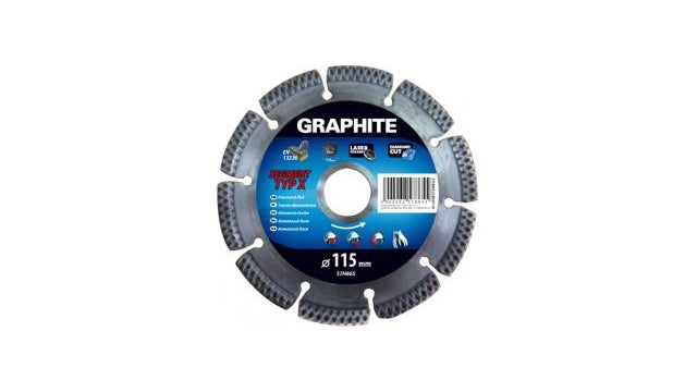 Diamentowy dysk z grafitem 115x22x8.0x2.2mm, segment typu X, laserowane, twarde materiały MPA EN13236