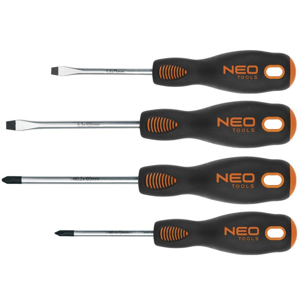 Neo Tools Skruetrækker sæt 4dlg Magnetisk CRMO -stål