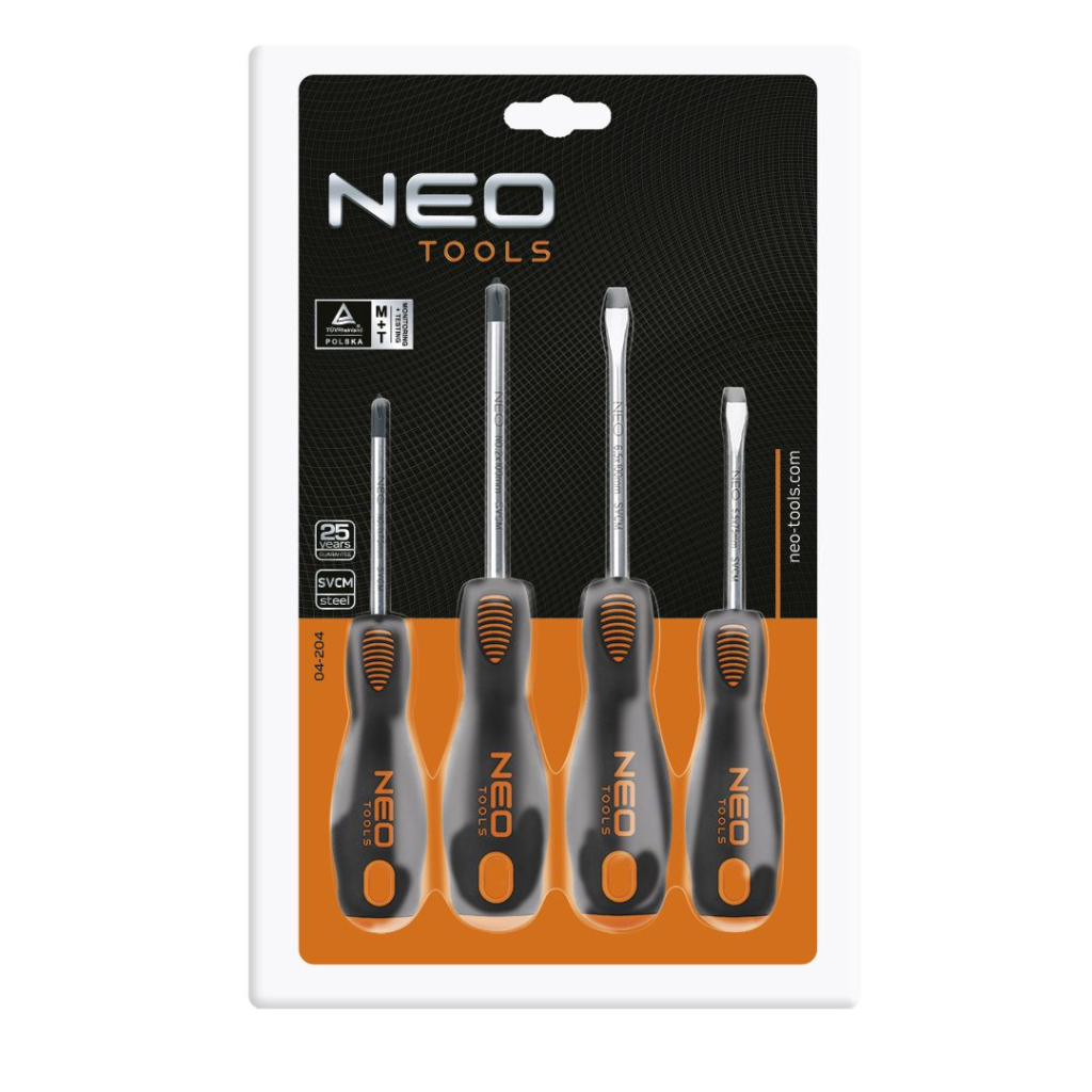 Neo Tools Skruetrækker sæt 4dlg Magnetisk CRMO -stål