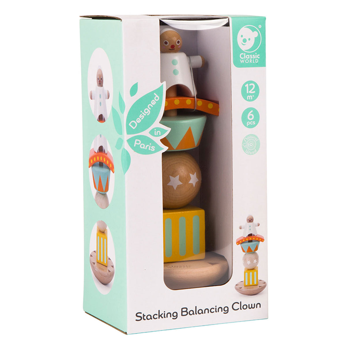 Klassisk World World Wood Stack and Balanspel Clown, 6dlg.