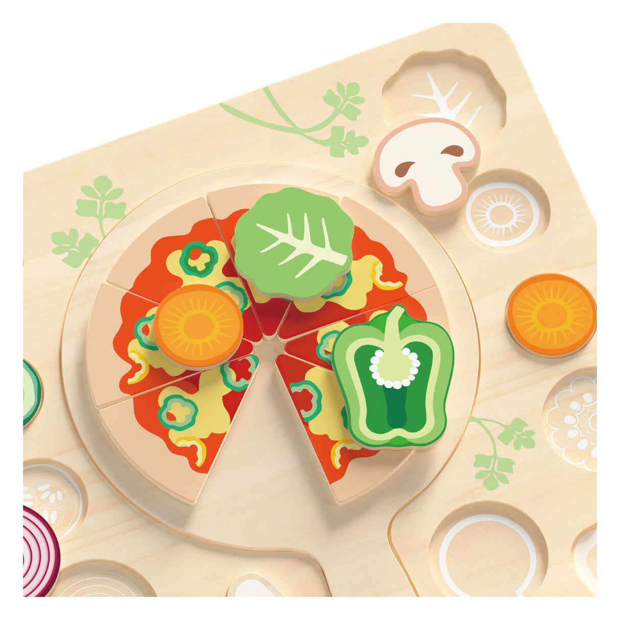 Pizza de puzzle en bois en bois classique, 22e.