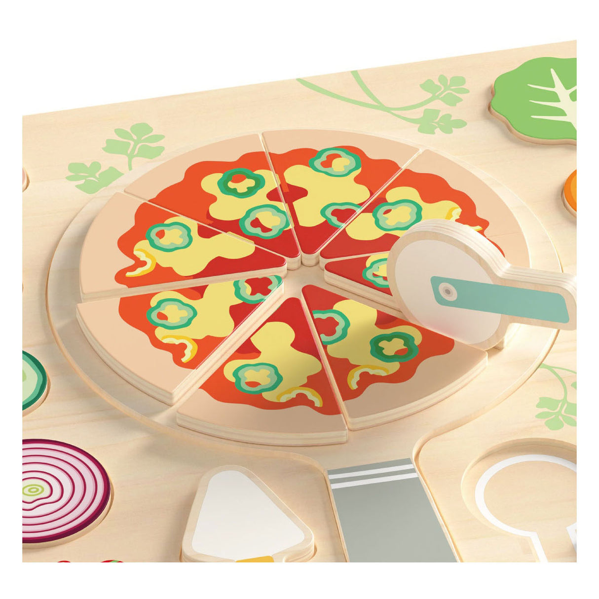 Pizza de puzzle en bois en bois classique, 22e.