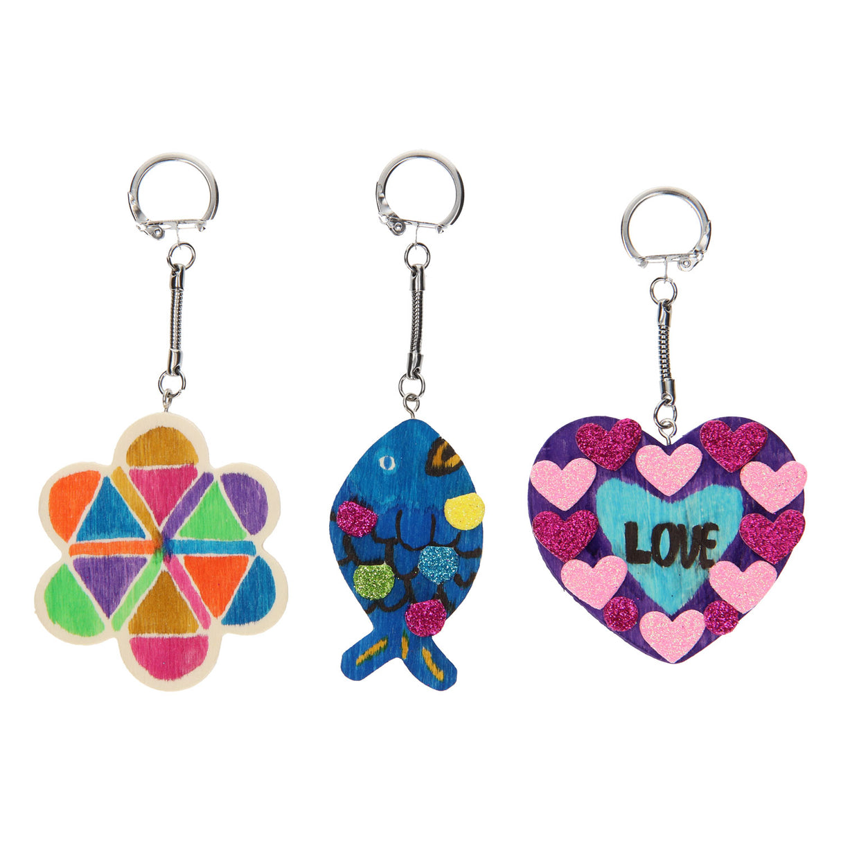 Decorate your wooden key ring, 3st.