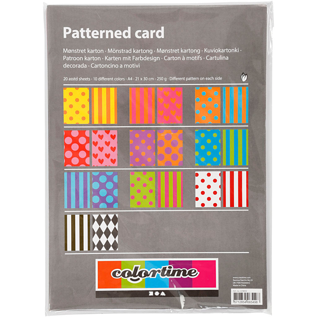 Printed cardboard color A4, 20 sheets, 250gr.