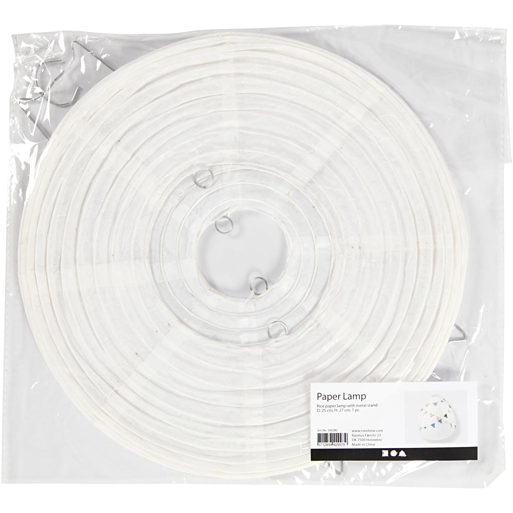 Rýžová papírová lampa bílá kapka, 27 cm