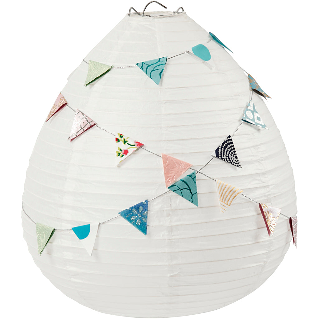 Rýžová papírová lampa bílá kapka, 27 cm