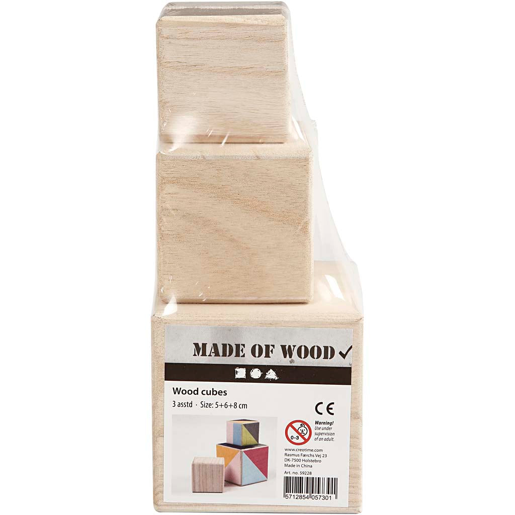 Creativ Company Wooden Cubes, set of 3