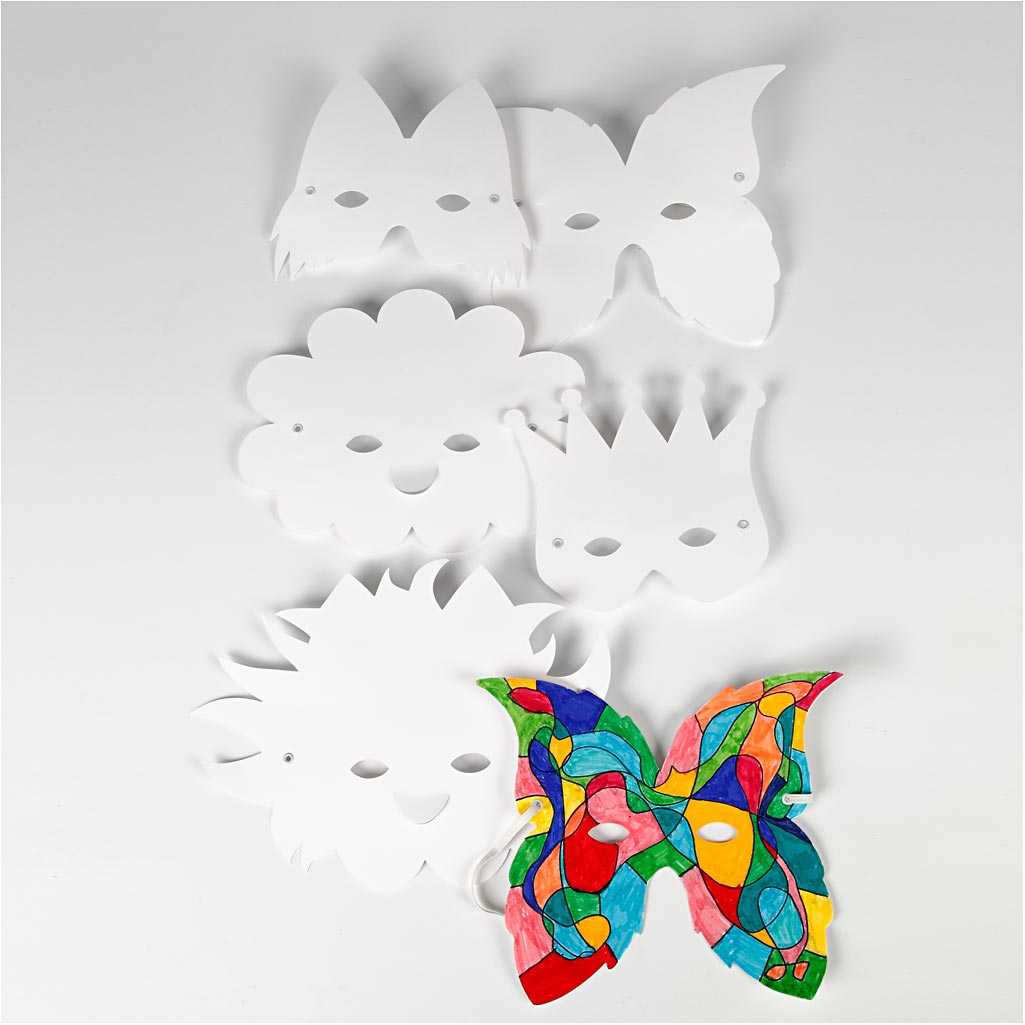 Creativ Company FantasiMaskers White, 5st.