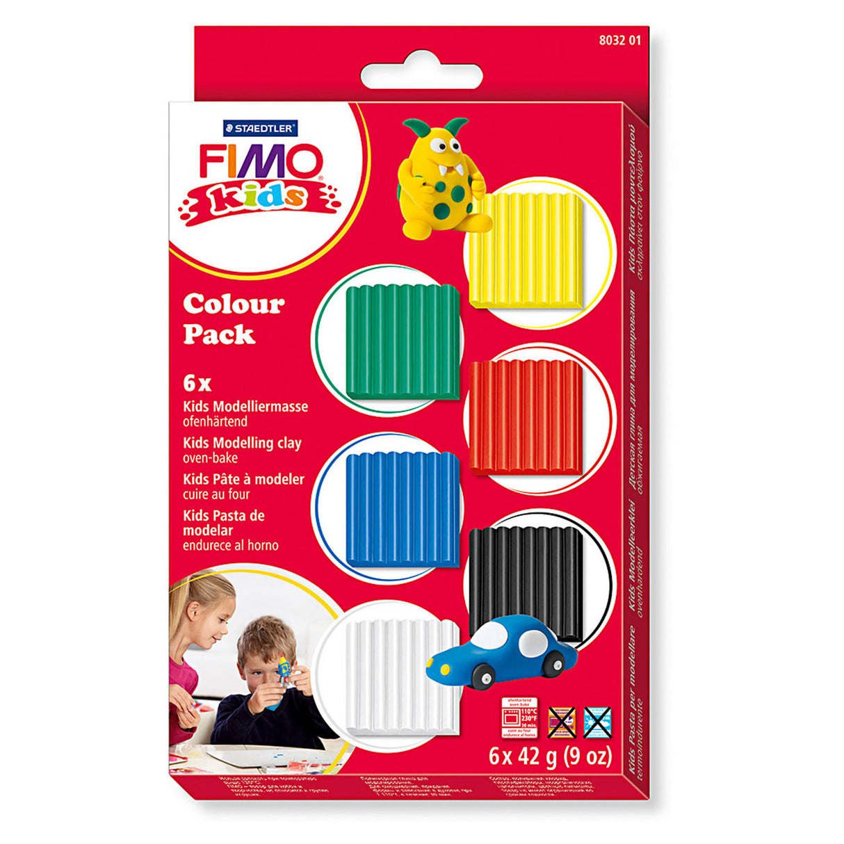 Fimo Kids Mounting Clay Standard colors, 6dlg.