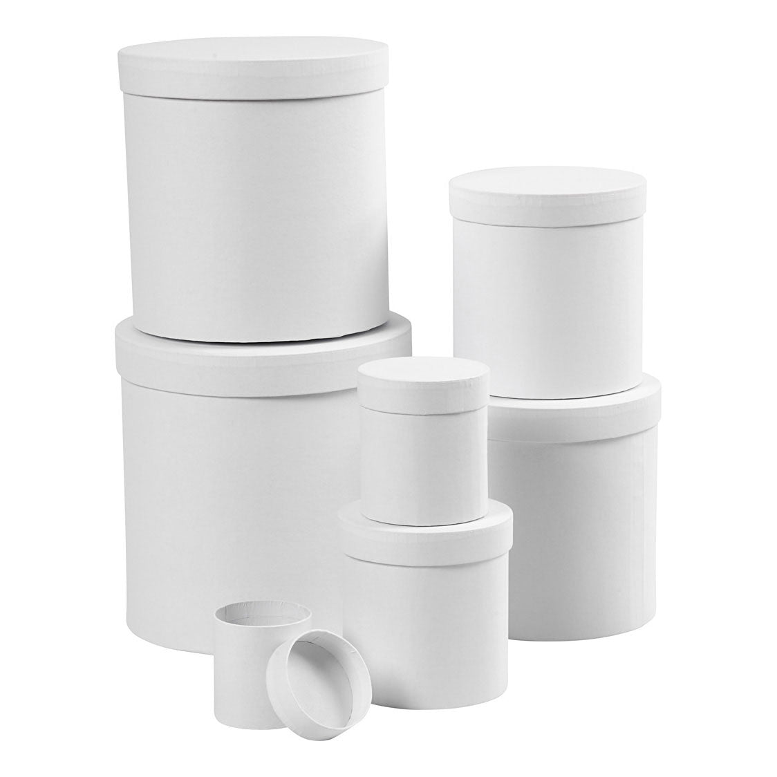 Round boxes white, 7st.