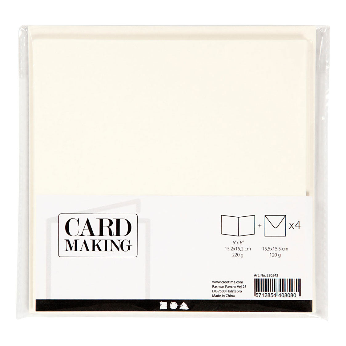 Creativ Company karty a obálky off-White, 4st.