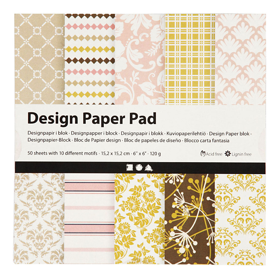 Creativ Company Design Paper Block Green Pink, 50 sheets