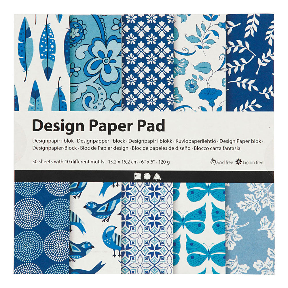 Creativ Company Design Paper Block Blue, 50 listů