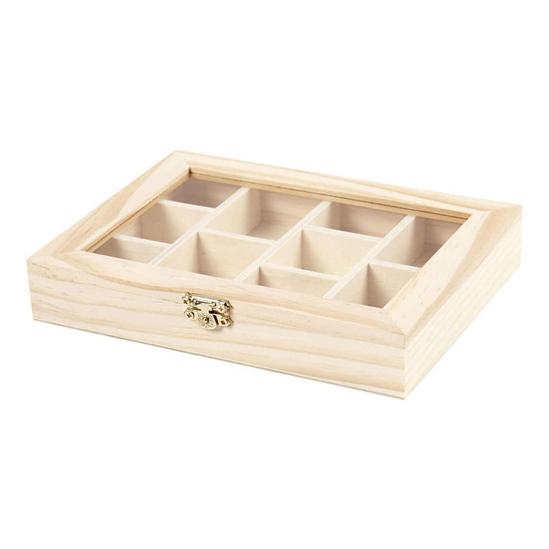 Creativ Company Wooden box with glass lid and 10 compartments