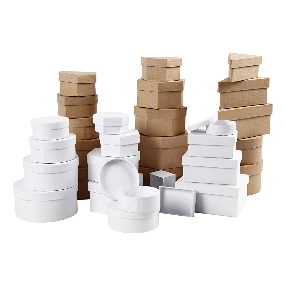 Creativ Company Boxes Brown and White 6,5-18 cm, 30..