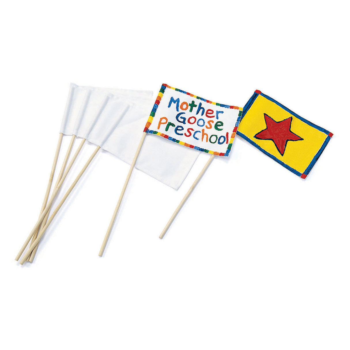 Colorations - Canvas Flags With Stick White, Set of 12
