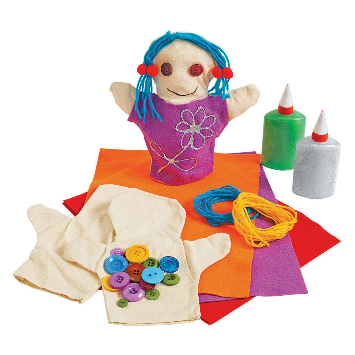 Colorations - versier je eigen handpoppen, set van 12