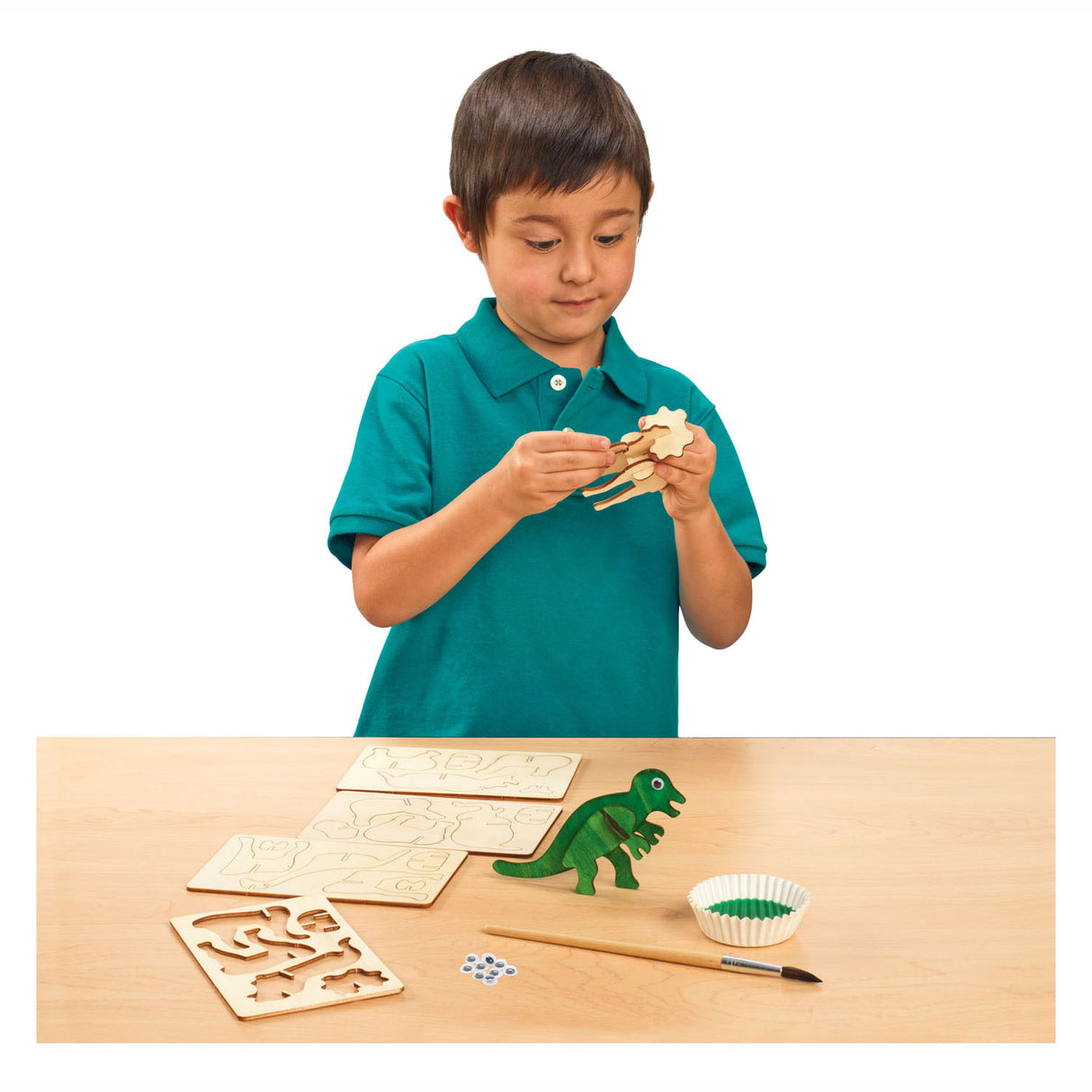 Zbarvení Bouwpacket Houten 3d Dinosaurus, sada 4