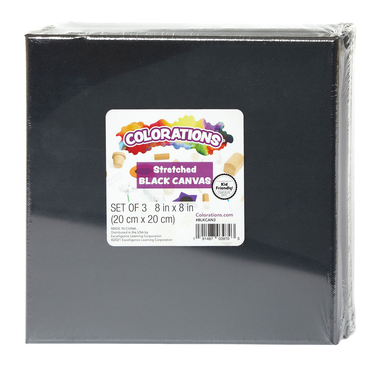 Colorations Canvas Black 20x20cm, 3 ..