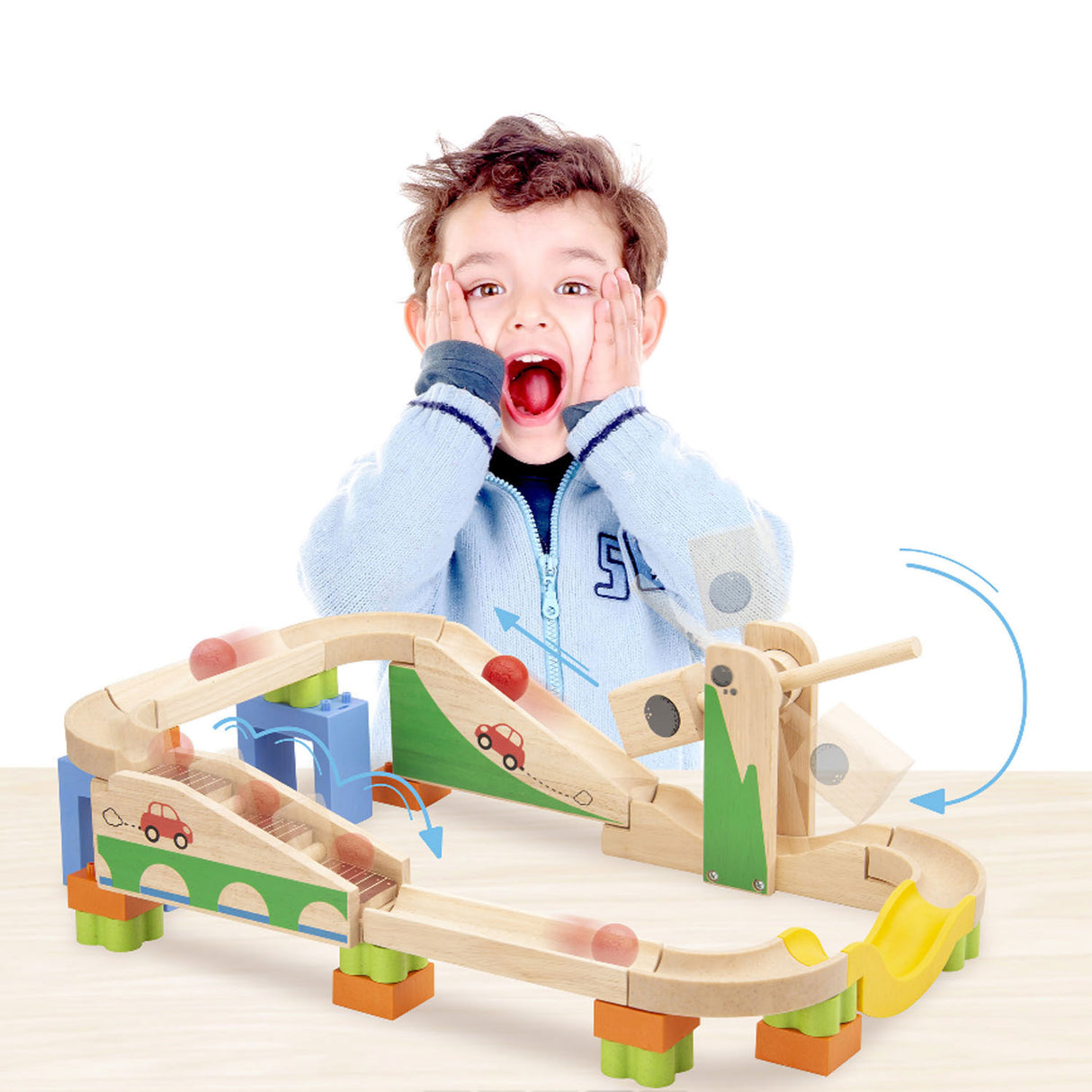 Wonderworld wooden marble track Boost-up track