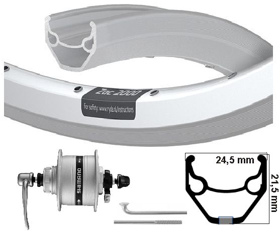 KGS forhjul 28 tommer (622) Zac 2000 Silver NAAFD 6V3W + diskafbrydelser