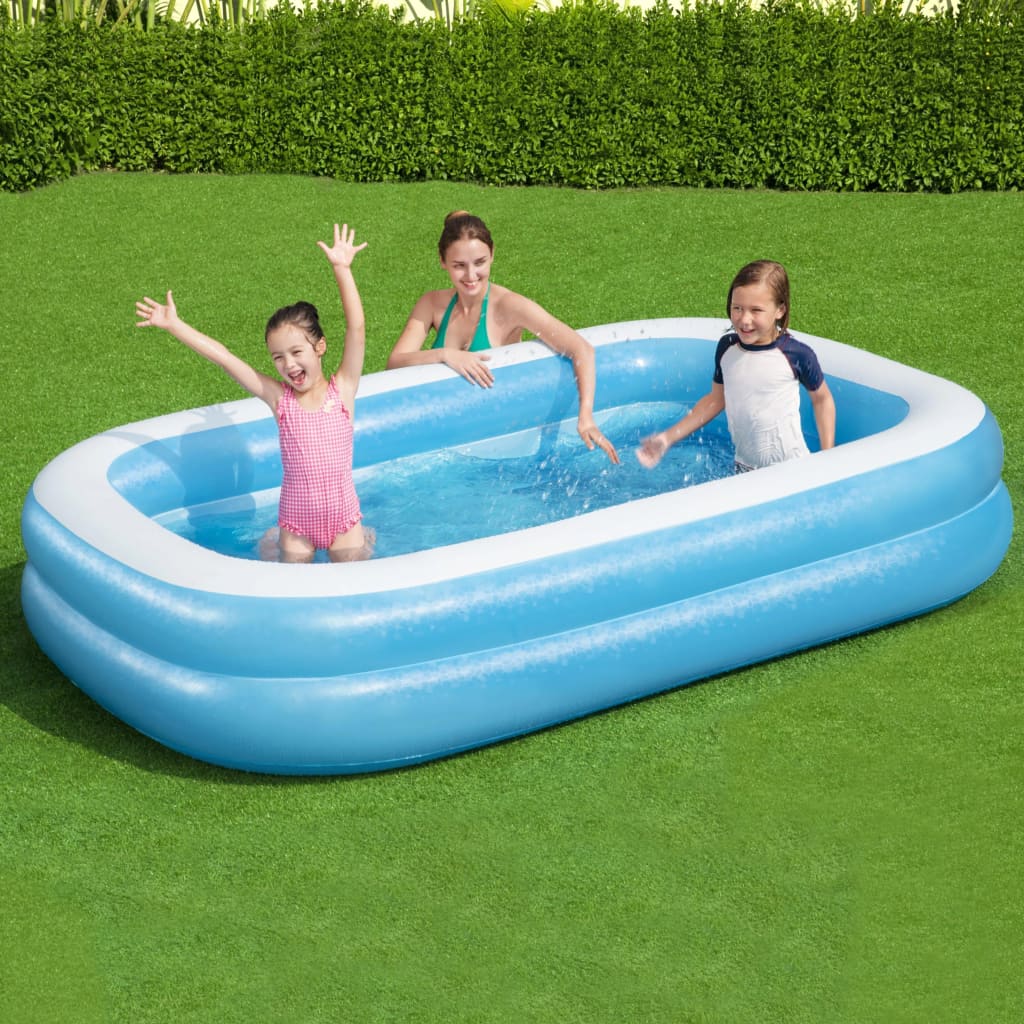 Beschte Famill schwammen Pool rechtecklech onflammbar 262x175x51Cm blo wäiss