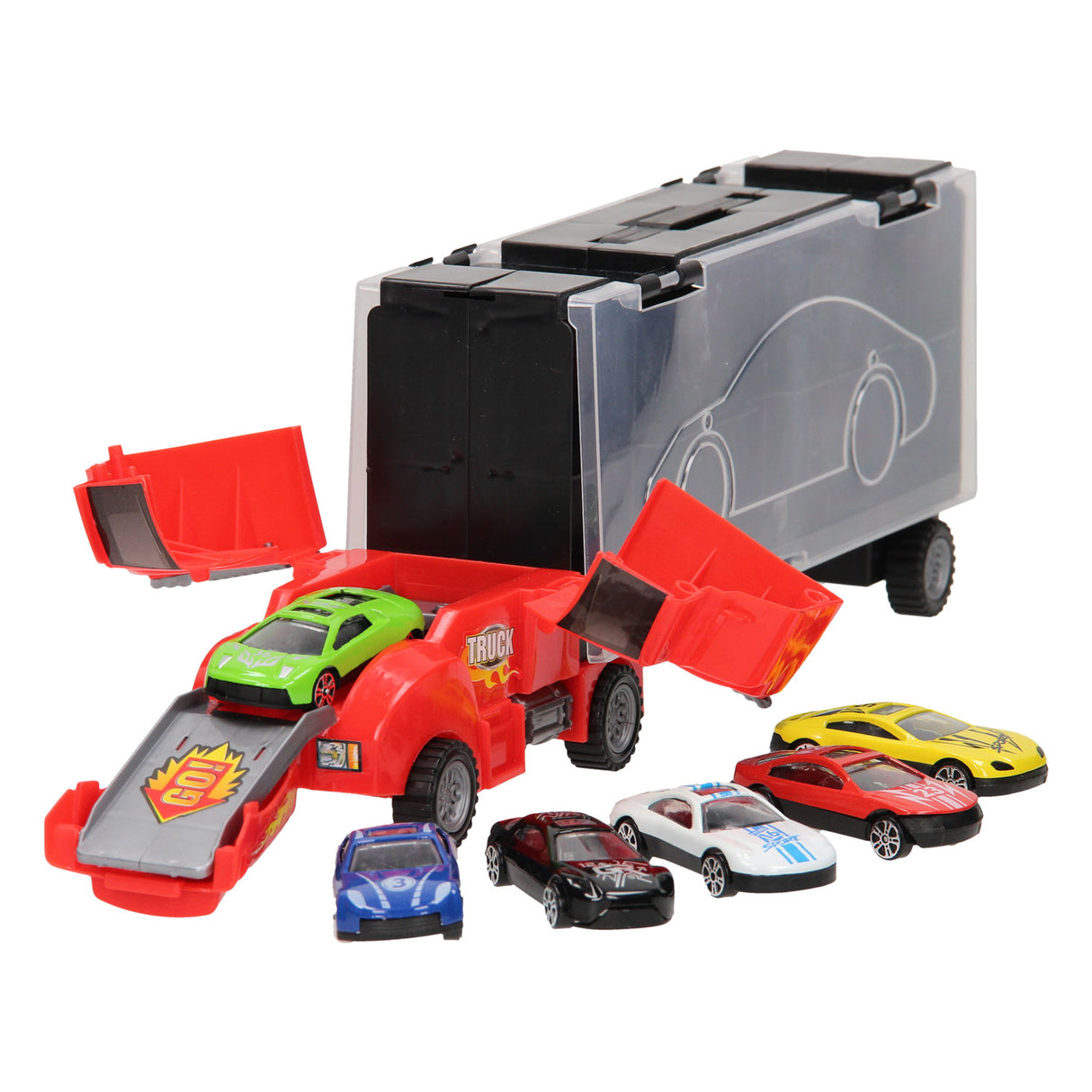 Speichern Sie den Autotransporter rot