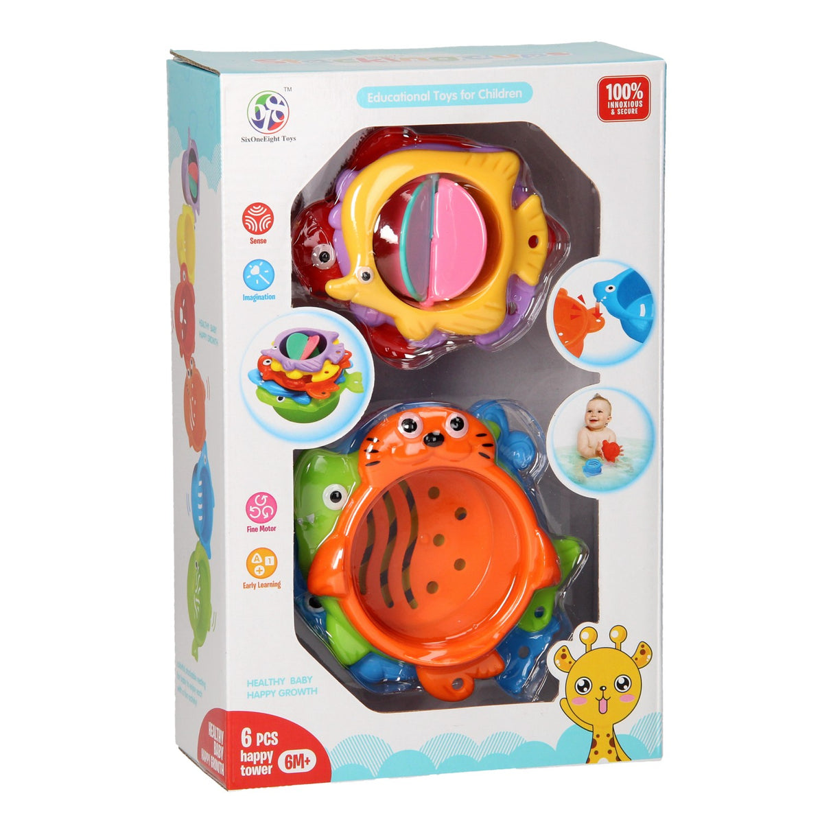 Stack of bath cups animals 6dlg.