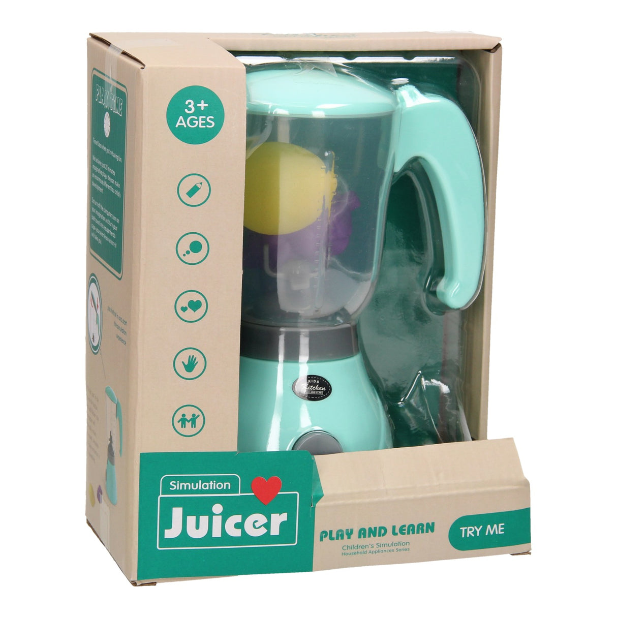 Toy blender with fruit