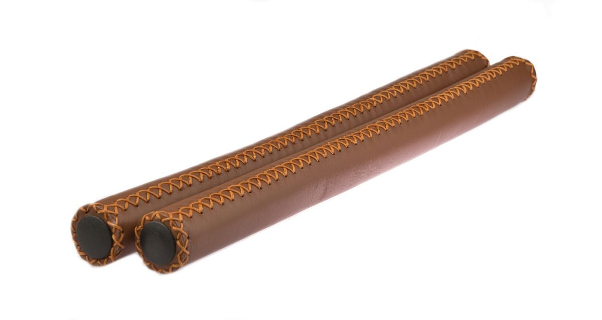 Poignées de direction en cuir 40 cm Ø2 cm brun par ensemble
