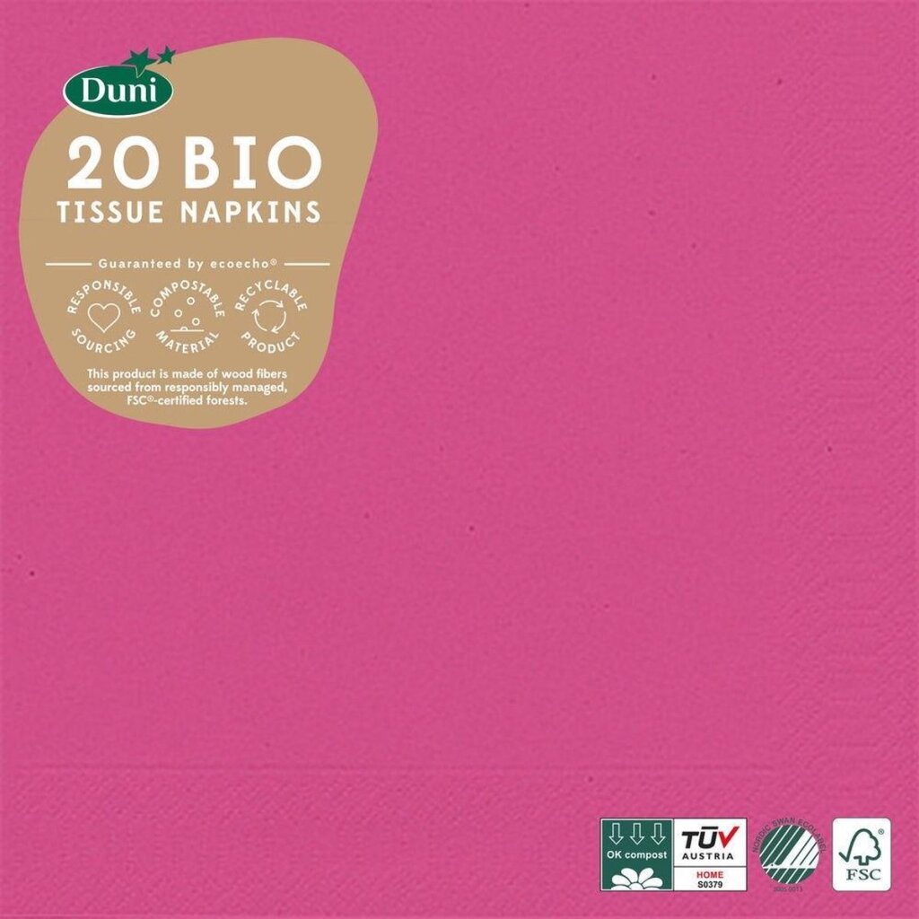 Duni Servialen Bio 3-Layer 33 x 33 cm Pabeier Fuchsia 20 Stécker