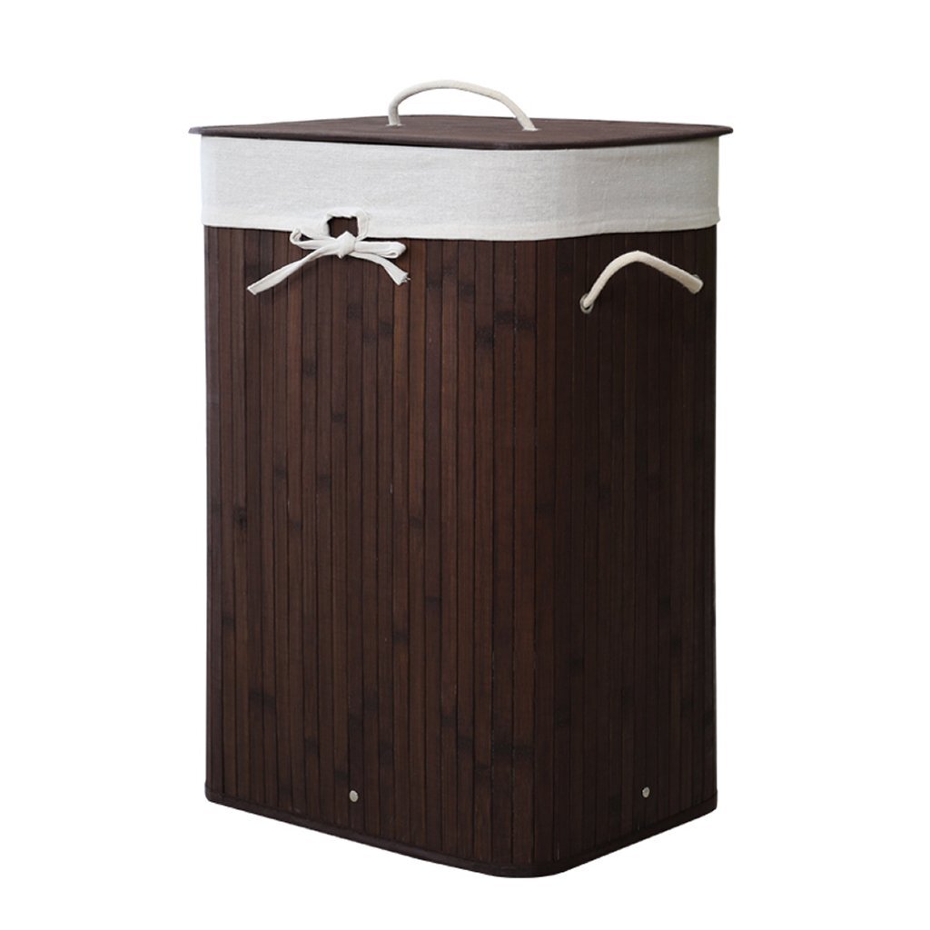 Homestyle pro rectangular bamboo laundry basket 40x30x60 cm brown white